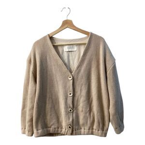 Look Book Cozy Beige Cream Cardigan Sweater Set With Shorts Size L